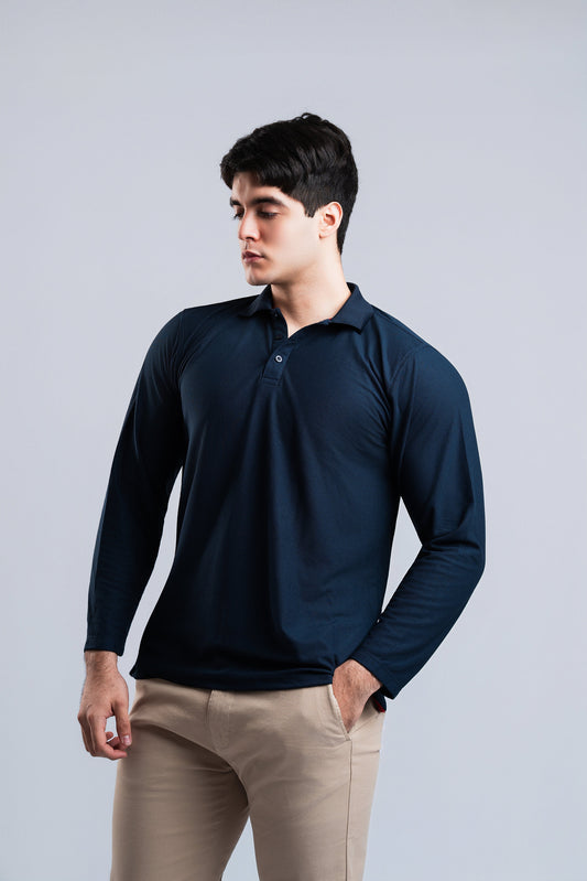 Polo Azul Marino Manga Larga