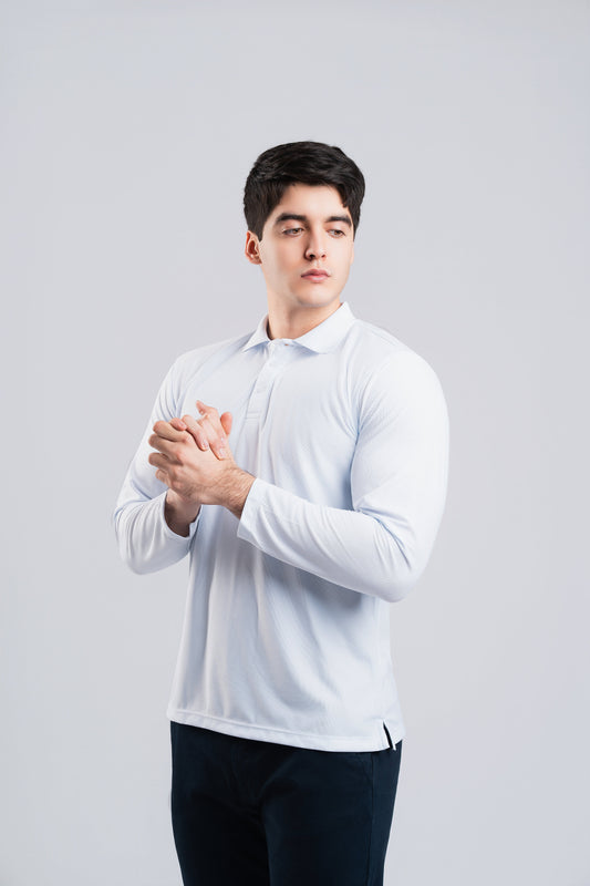 Polo Blanco Manga Larga