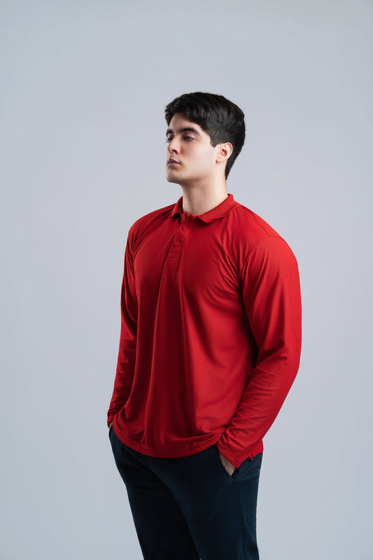 Polo Rojo Manga Larga