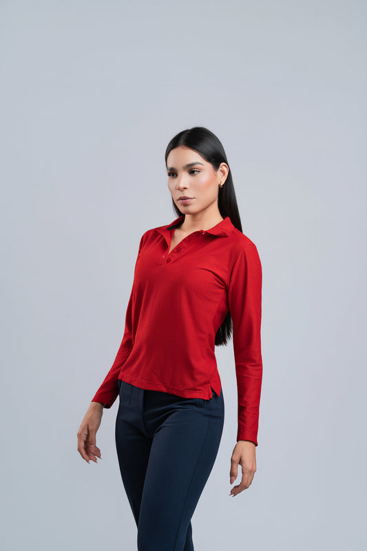 Polo Rojo Manga Larga