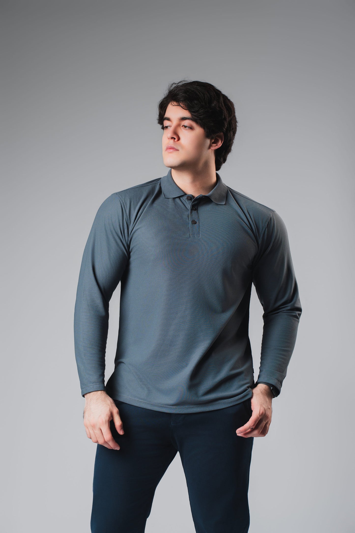 Polo Azul Rey Manga Larga