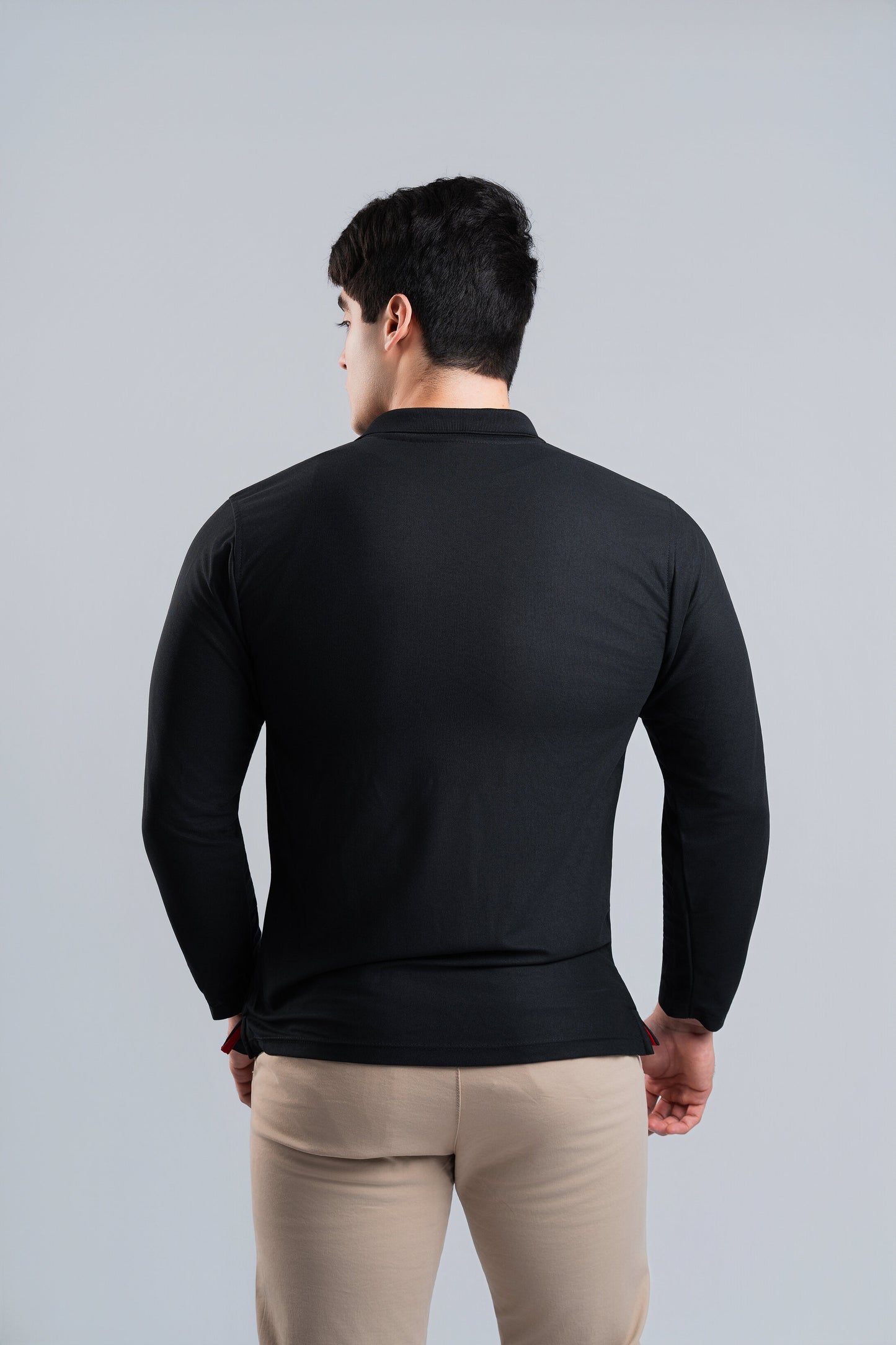 Polo Negro Manga Larga