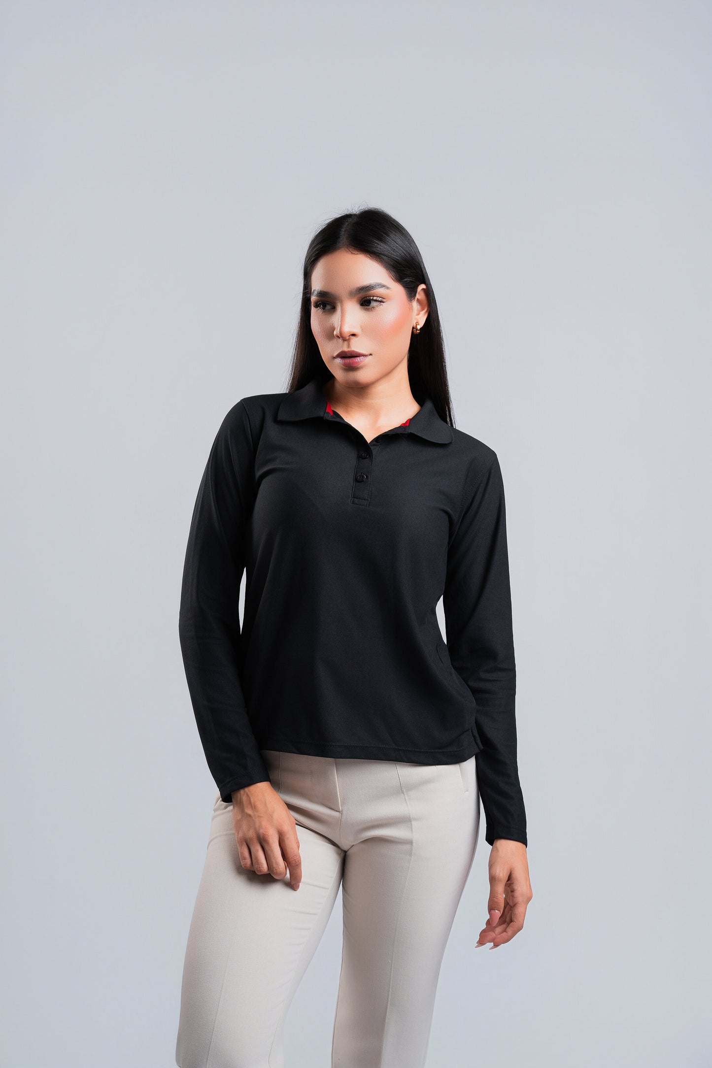 Polo Negra Manga Larga