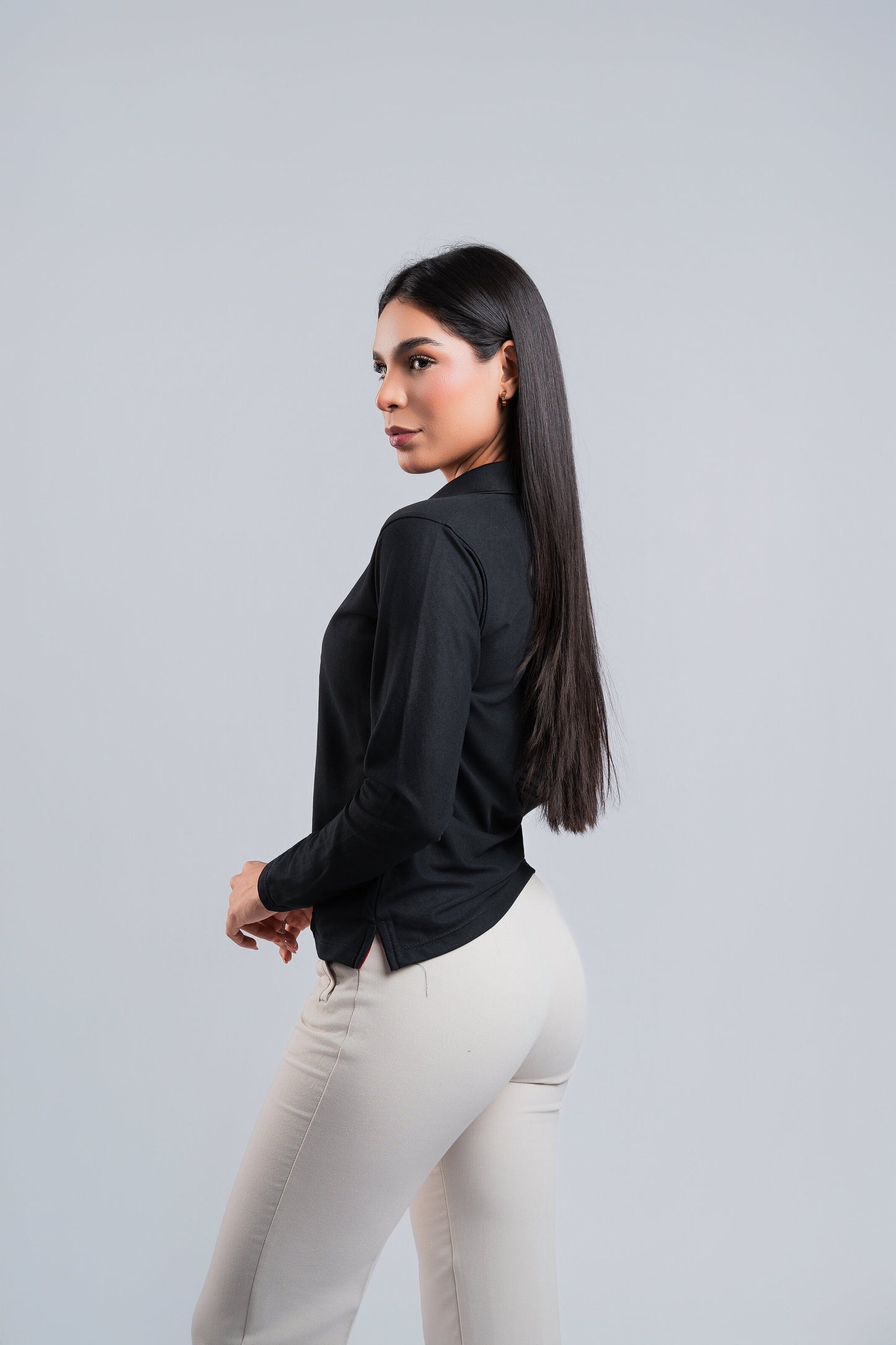 Polo Negra Manga Larga