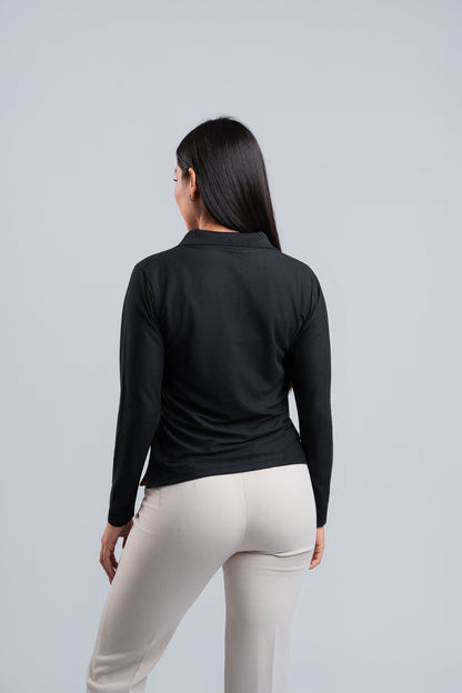 Polo Negra Manga Larga