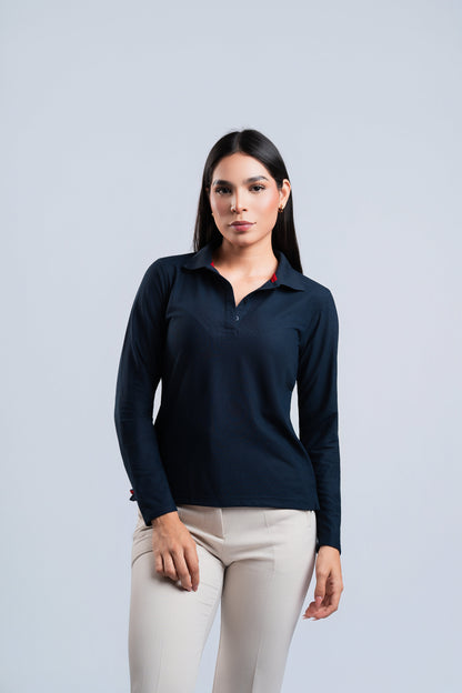 Polo Negra Manga Larga