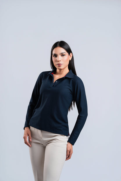 Polo Azul Marino Manga Larga