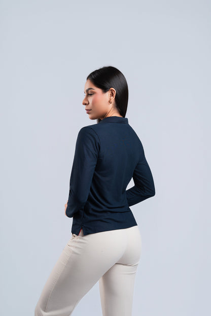 Polo Azul Marino Manga Larga