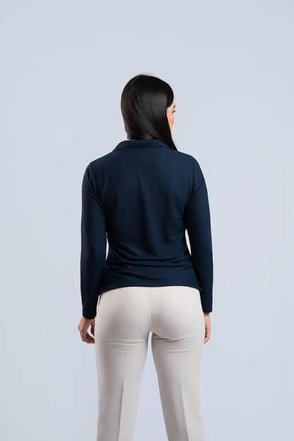 Polo Azul Marino Manga Larga