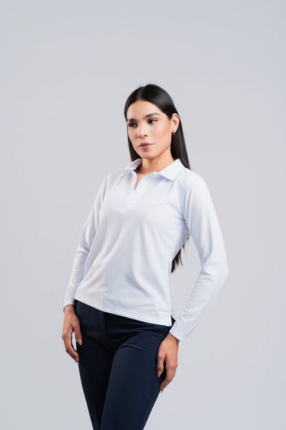 Polo Blanco Manga Larga