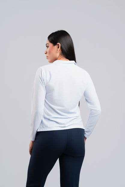 Polo Blanco Manga Larga