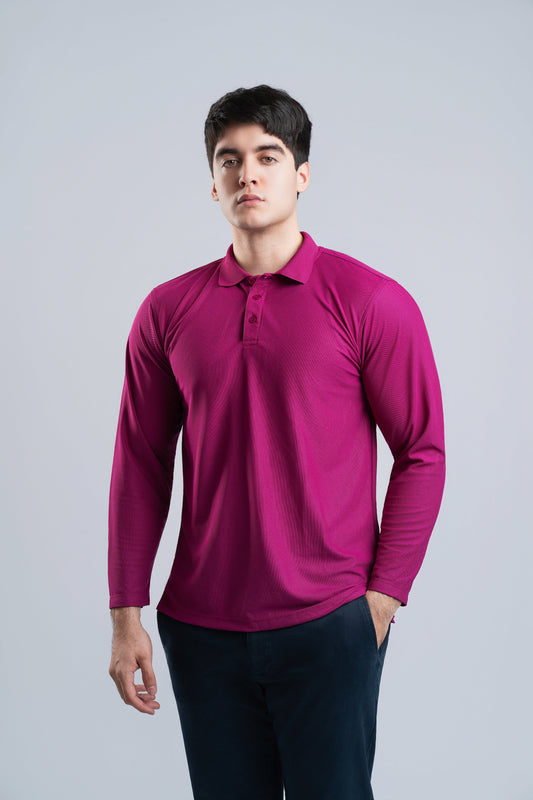 Polo Rosa Fucsia Manga Larga