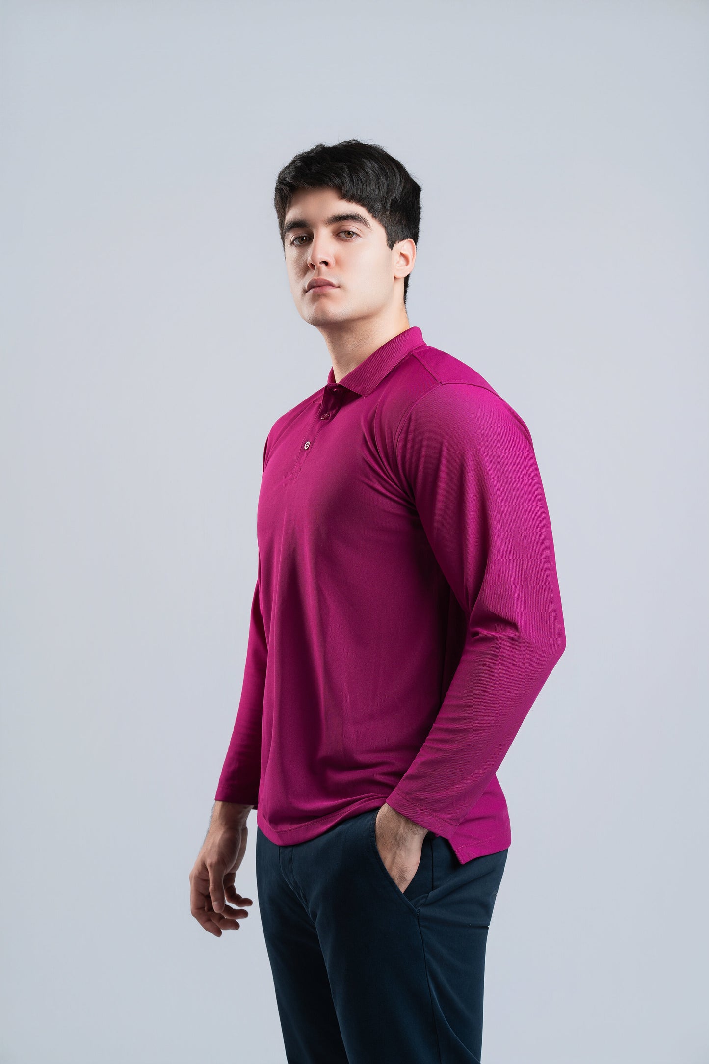 Polo Rosa Fucsia Manga Larga