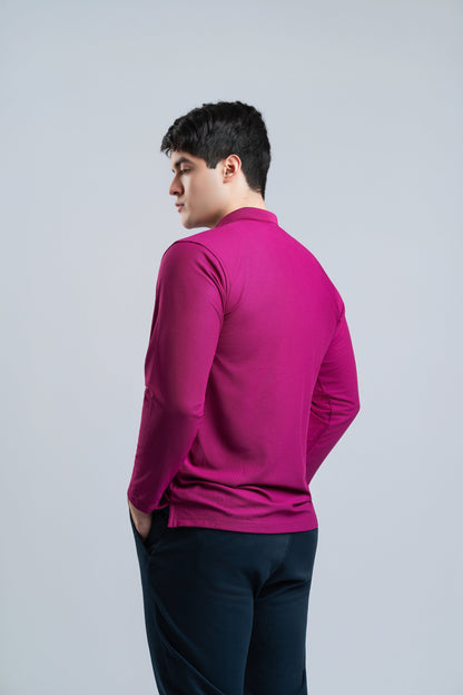 Polo Rosa Fucsia Manga Larga