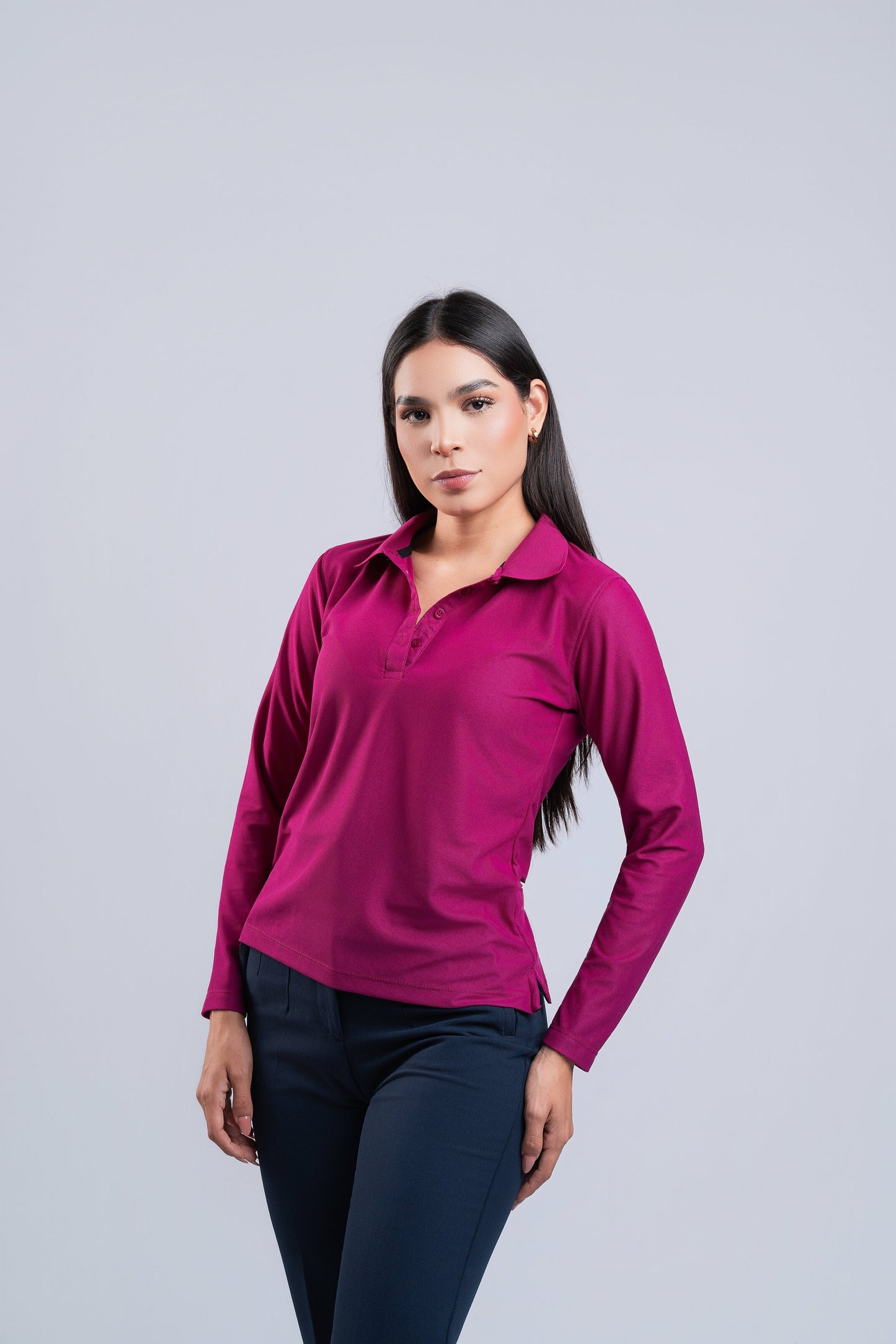 Polo Rosa Fucsia Manga Larga