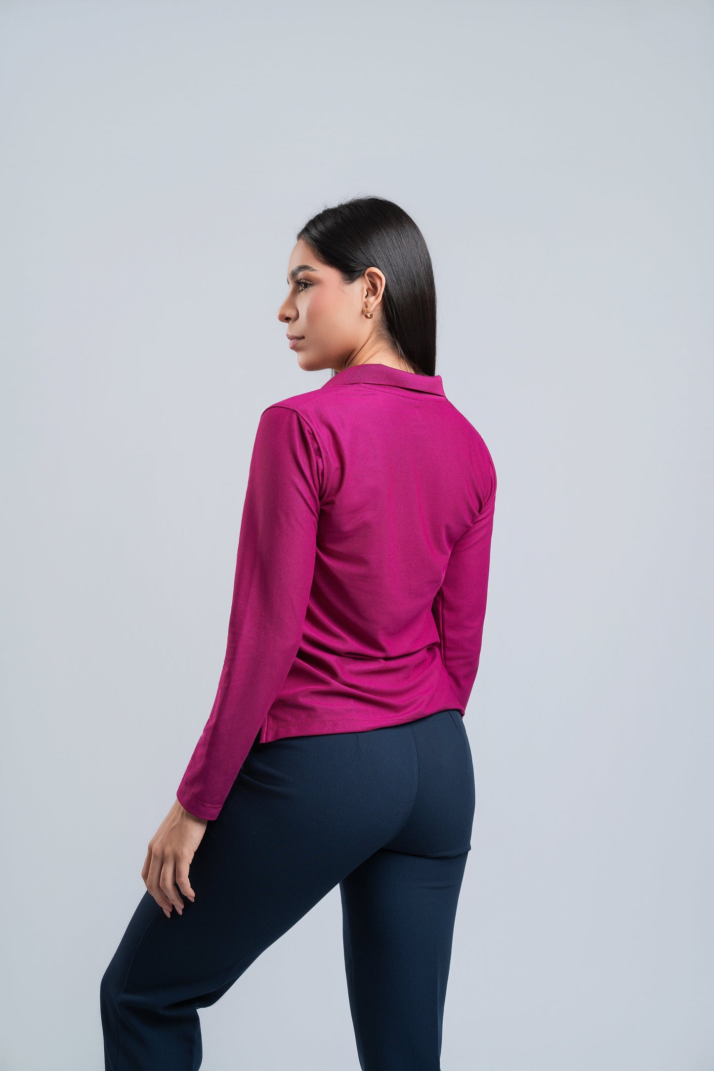 Polo Rosa Fucsia Manga Larga