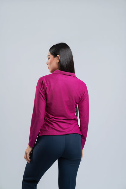 Polo Rosa Fucsia Manga Larga