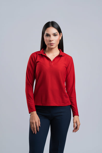 Polo Rojo Manga Larga