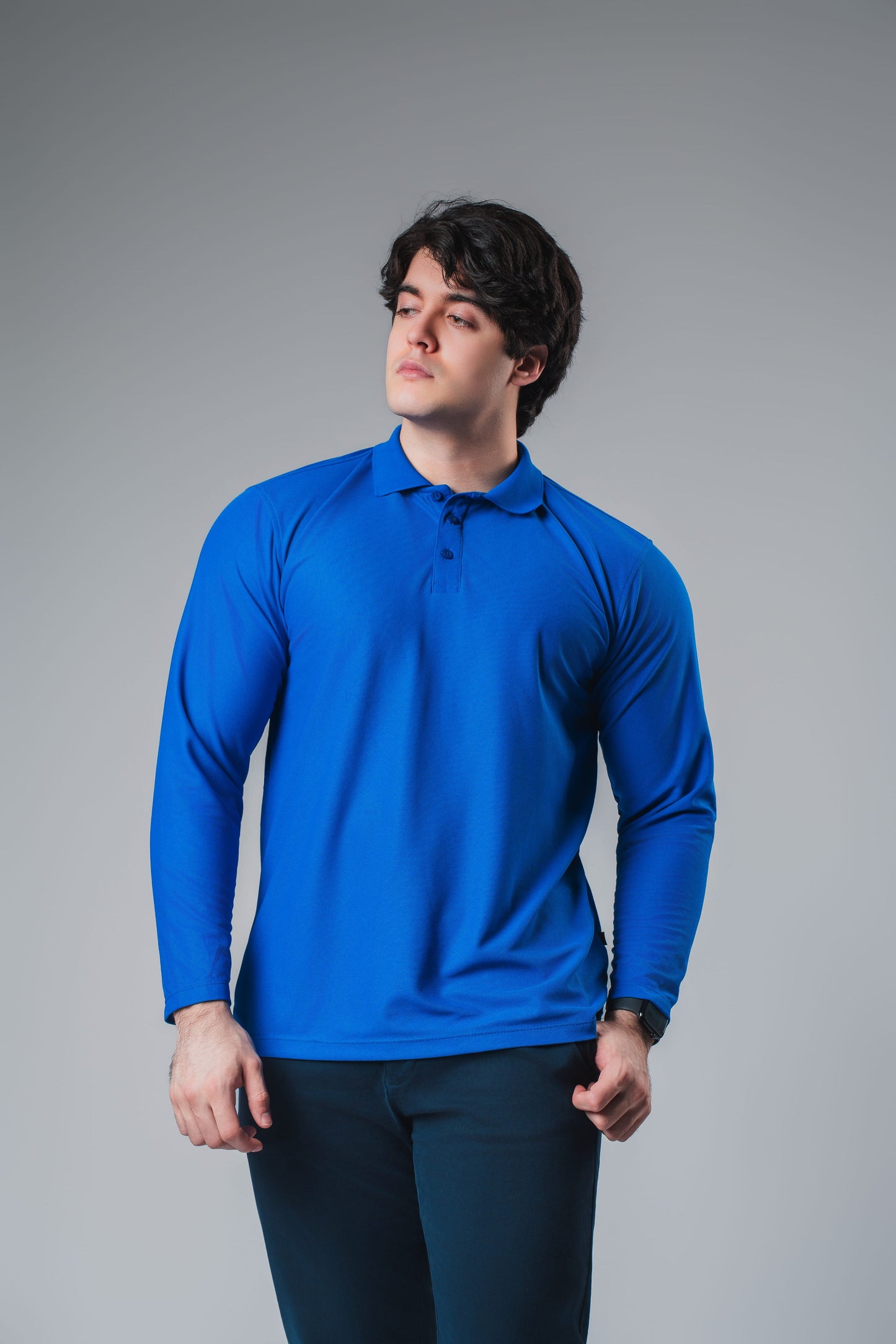 Polo Azul Rey Manga Larga